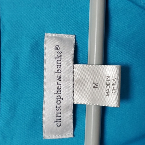 Christopher & Banks turquoise button down shirt size M - Picture 2 of 8